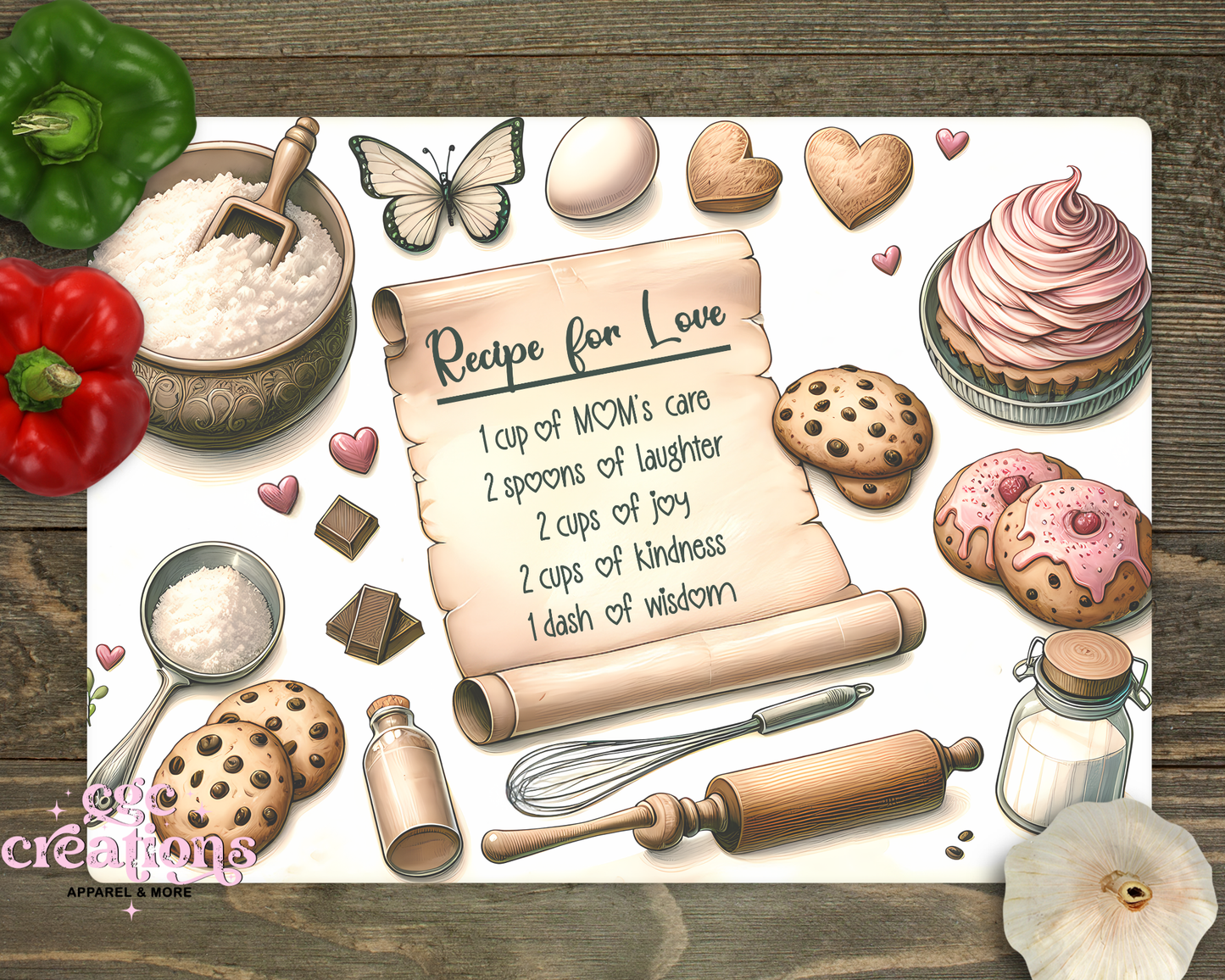 Mom Recipe #1 Glass Cutting Board