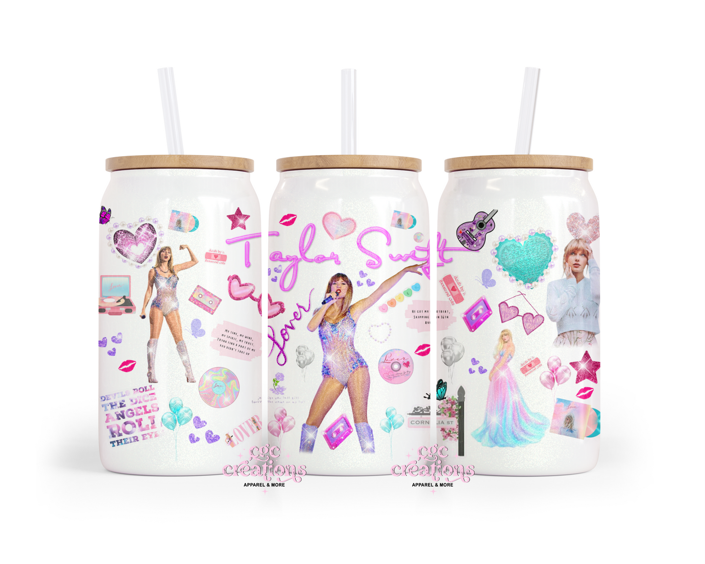 Swiftie 16oz Glass Cup With Lid