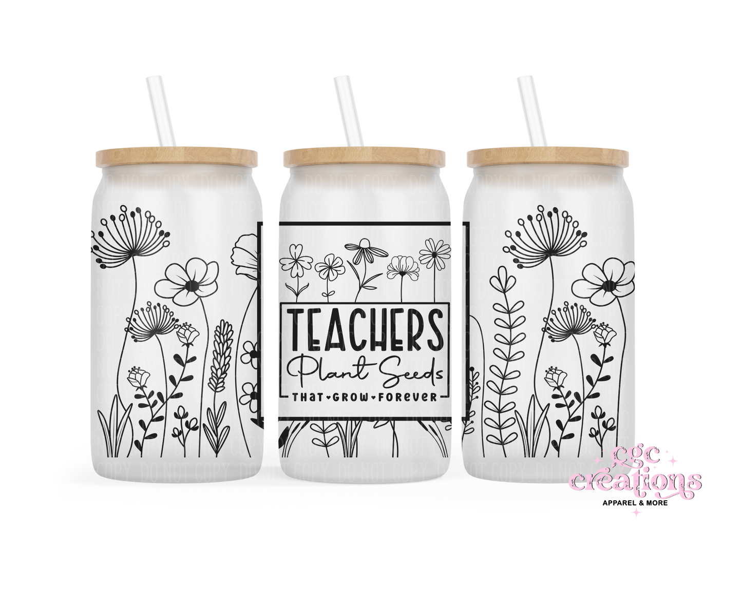 Teachers Plant Seeds 16oz Glass Cup With Lid