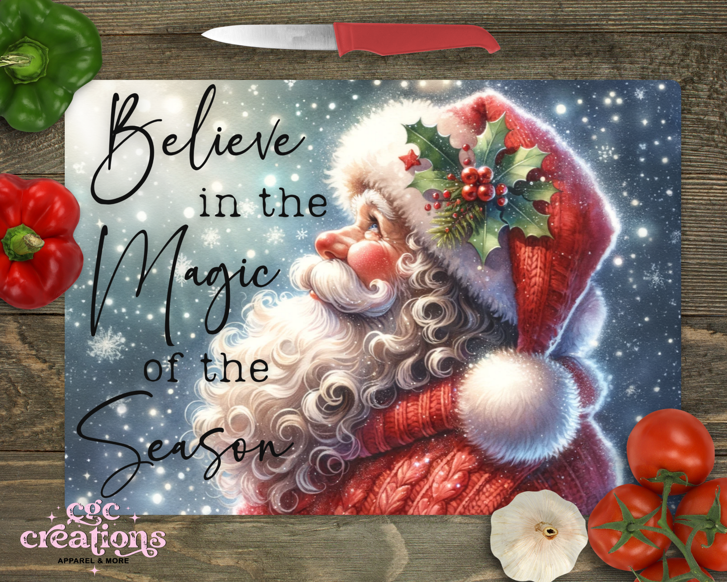 Believe In The Magic Of The Season Glass Cutting Board