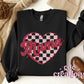 Mama Distressed Checkered Heart Crewneck Sweatshirt