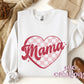 Mama Distressed Checkered Heart Crewneck Sweatshirt
