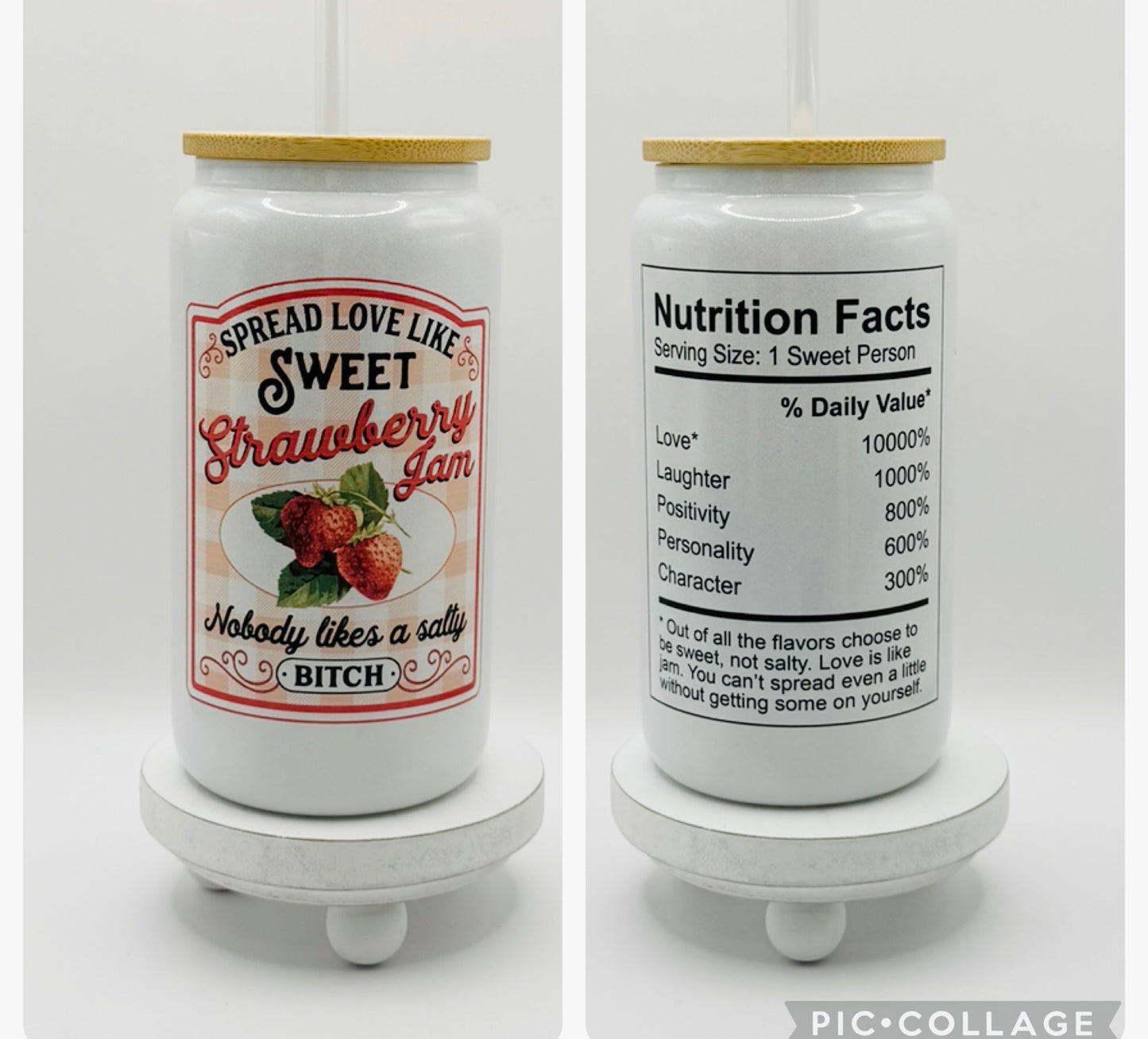 Spread Love Like Strawberry Jam 16oz Glass Cup With Lid