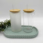 Cute Bear Cup 16oz Glass Cup With Lid