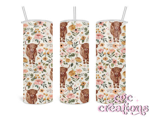 Highland Cow Tumbler 20oz Insulated Tumbler