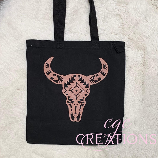 Aztec Bull Canvas Tote Bag