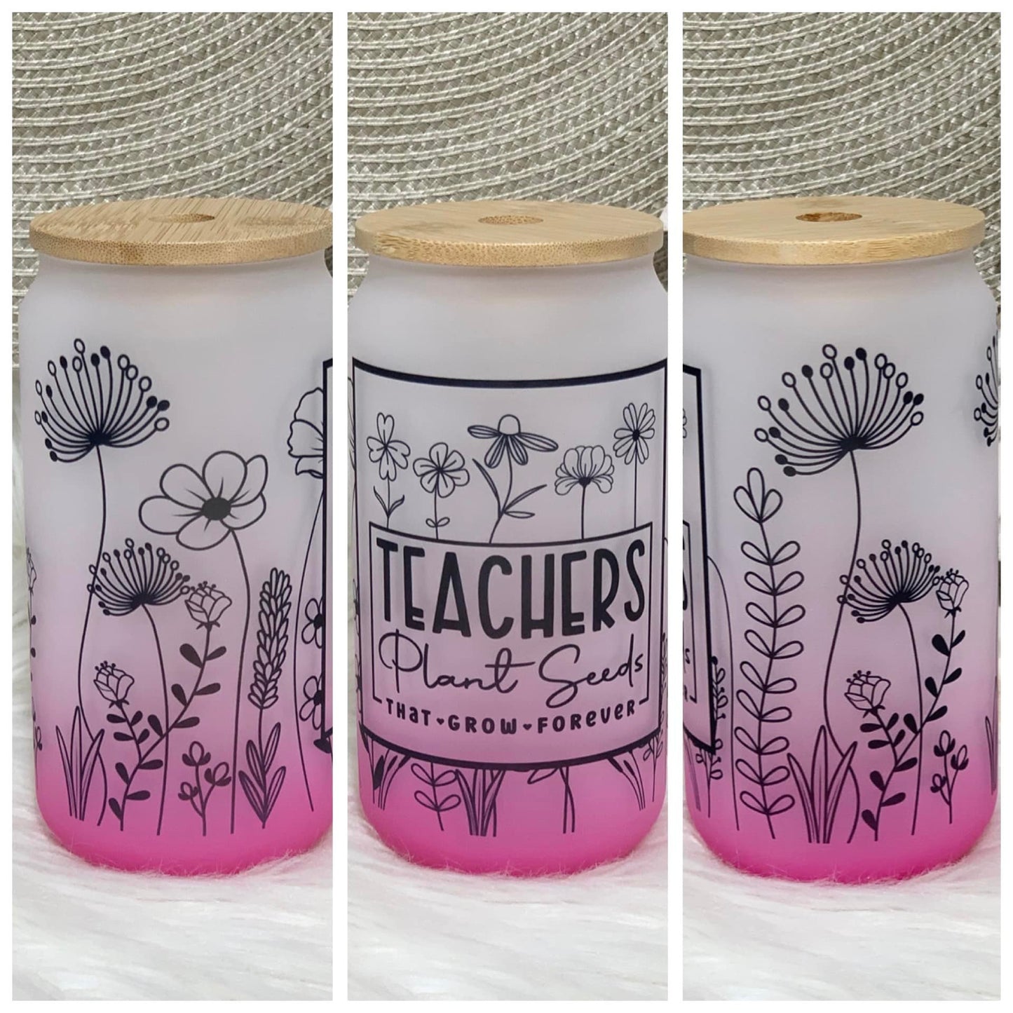 Teachers Plant Seeds 16oz Glass Cup With Lid