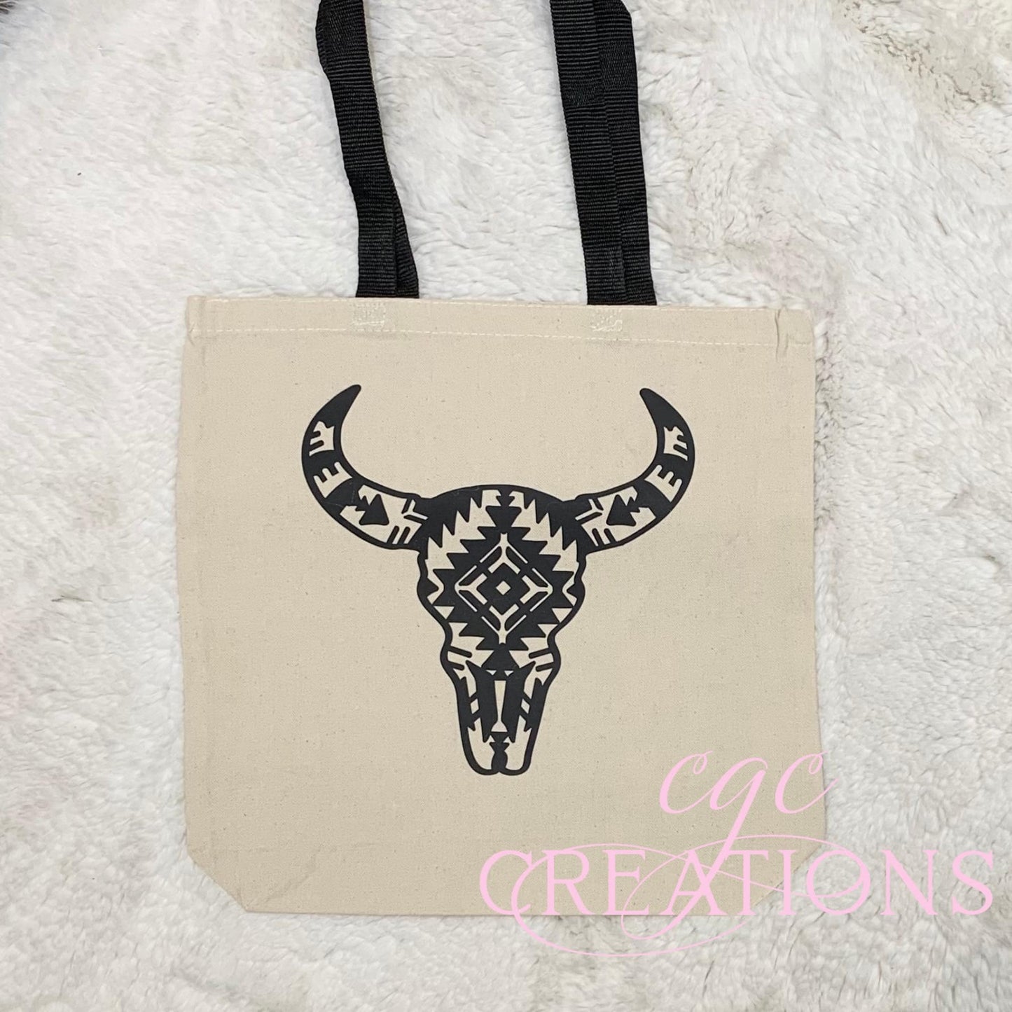Aztec Bull Canvas Tote Bag