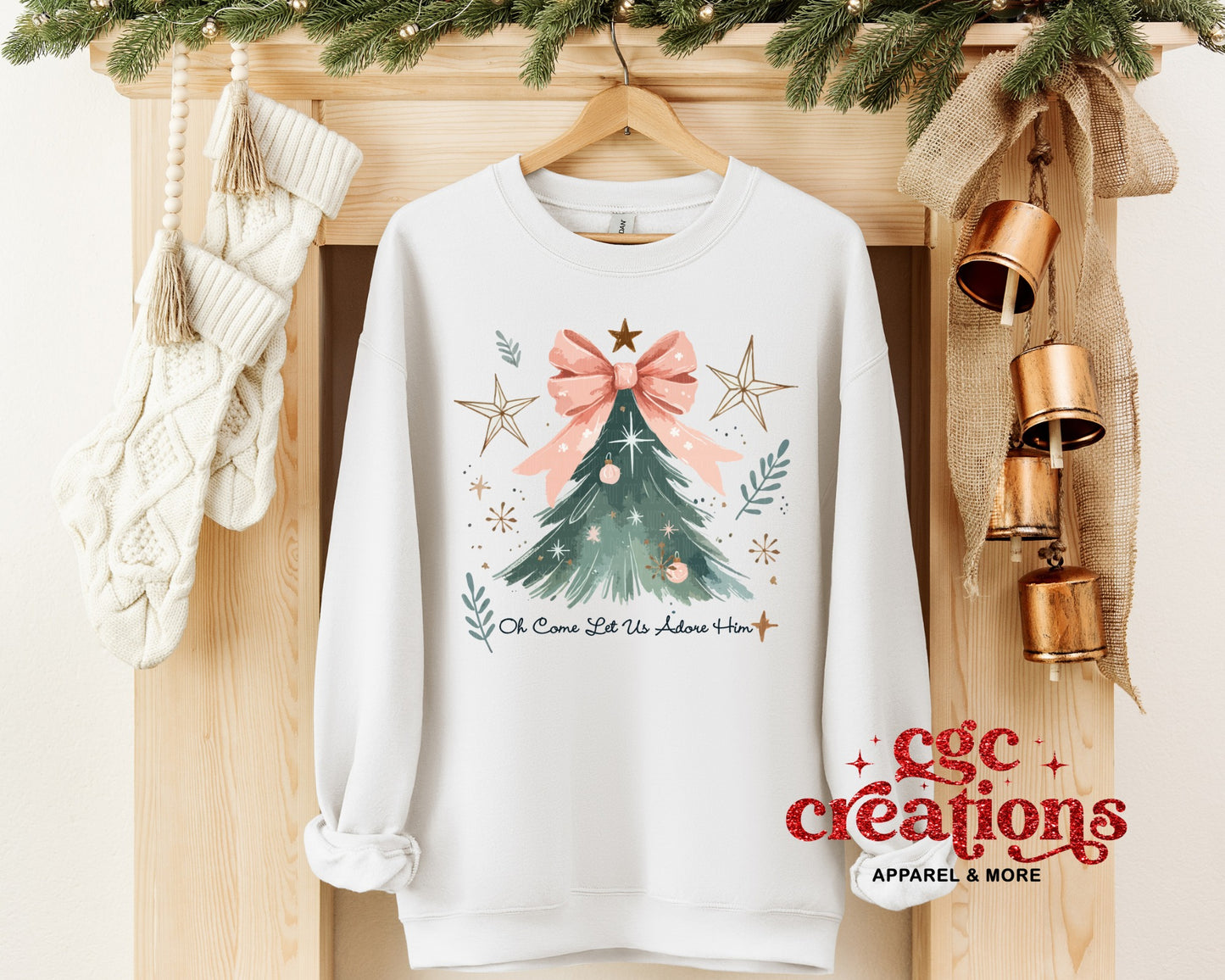 Oh Come Let Us Adore Him Christmas Crewneck Sweatshirt