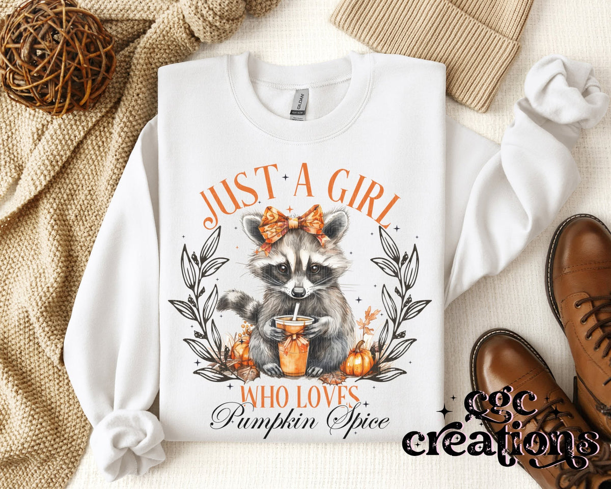 Just A Girl Who Loves Pumpkin Spice Apparel(t-shirt or crewneck sweatshirt or hoodie)
