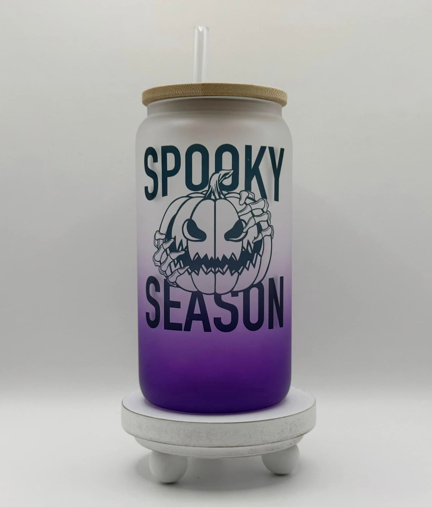 Spooky Season 16oz Glass Cup With Lid