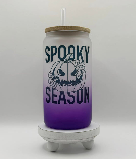 Spooky Season 16oz Glass Cup With Lid