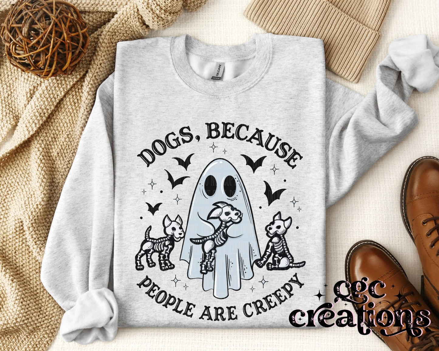 Dogs Because People Are Creepy Crewneck Sweatshirt