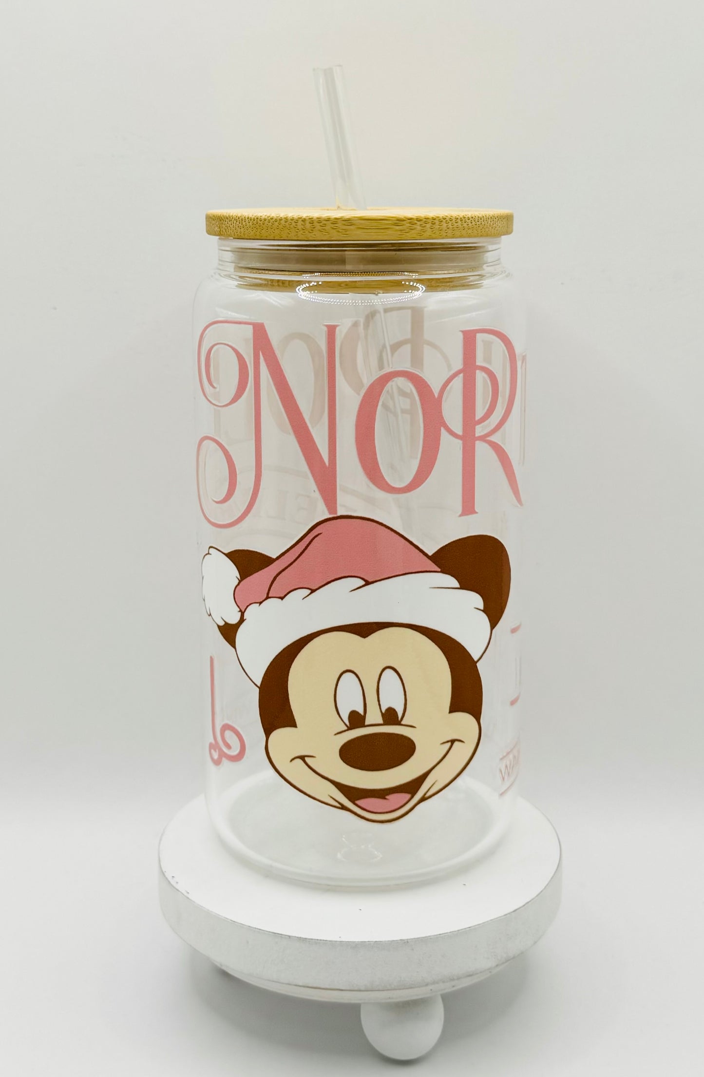 North Pole 16oz Glass Cup With Lid