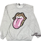 ASH GREY CREWNECK-Leopard lips Crewneck Sweatshirt -Medium