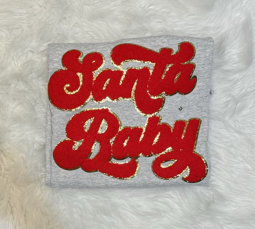 Santa Baby Chenille Patch Crewneck Sweatshirt