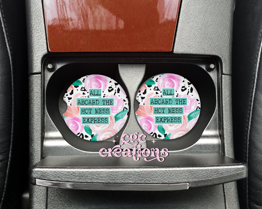 All Aboard The Hot Mess Express Car Coasters
