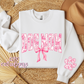 Dog Mom Floral Toile Pink Coquette Crewneck Sweatshirt