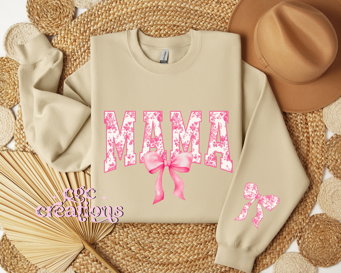 Mama Floral Toile Pink Coquette Crewneck Sweatshirt