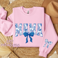 Mama Floral Toile Blue Coquette Crewneck Sweatshirt