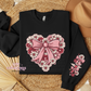 Floral Heart With Sleeve Design Crewneck Sweatshirt
