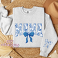 Mama Floral Toile Blue Coquette Crewneck Sweatshirt