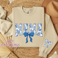 Mama Floral Toile Blue Coquette Crewneck Sweatshirt
