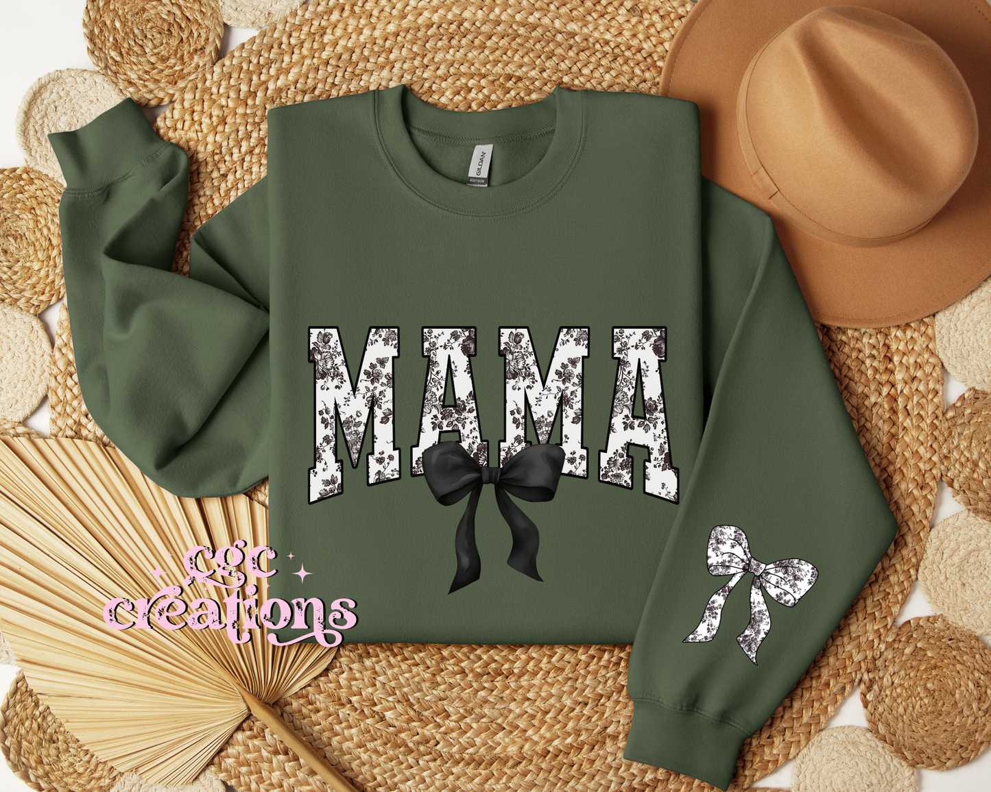 Mama Floral Toile Black Coquette Crewneck Sweatshirt