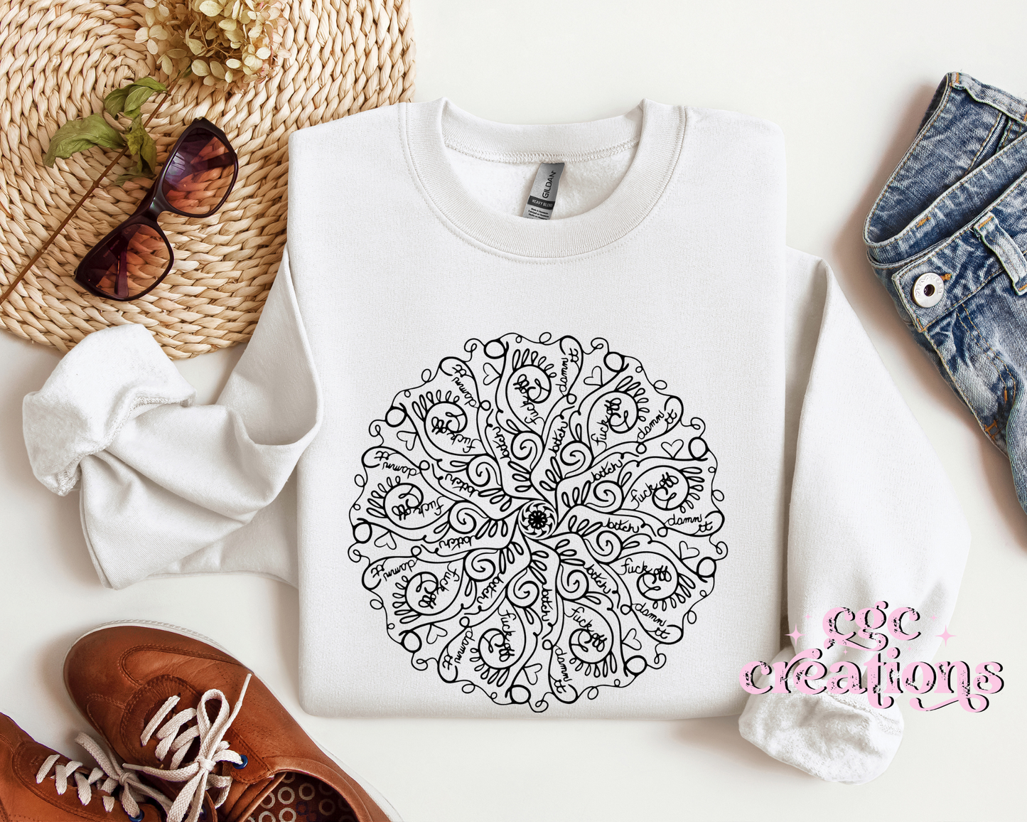 Sweary Mandala Crewneck Sweatshirt