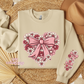 Floral Heart With Sleeve Design Crewneck Sweatshirt