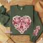Floral Heart With Sleeve Design Crewneck Sweatshirt