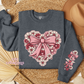 Floral Heart With Sleeve Design Crewneck Sweatshirt