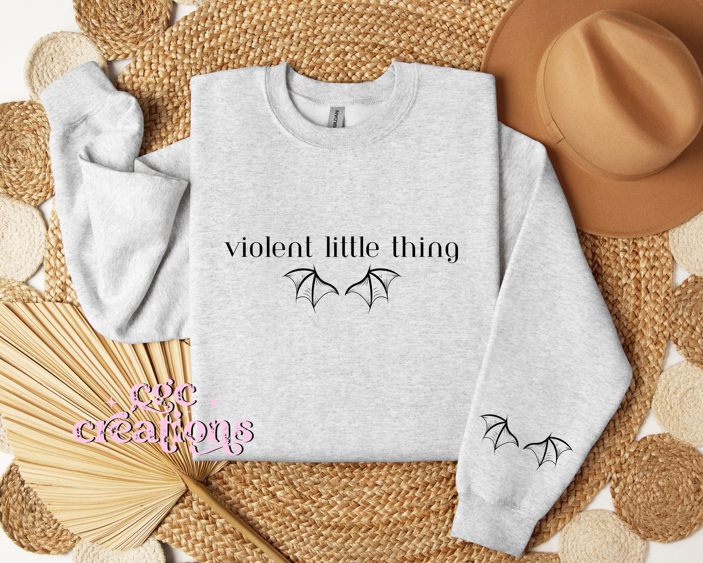 Violent Little Thing - Black Print Crewneck Sweatshirt