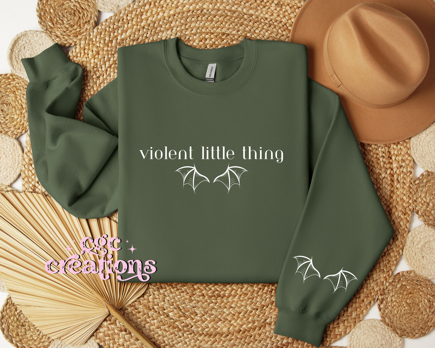 Violent Little Thing - White Print Crewneck Sweatshirt