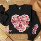 Floral Heart With Cupid And Sleeve Design Crewneck Sweatshirt