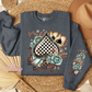 Checkered Spade With Sleeve Design #1 Crewneck Sweatshirt