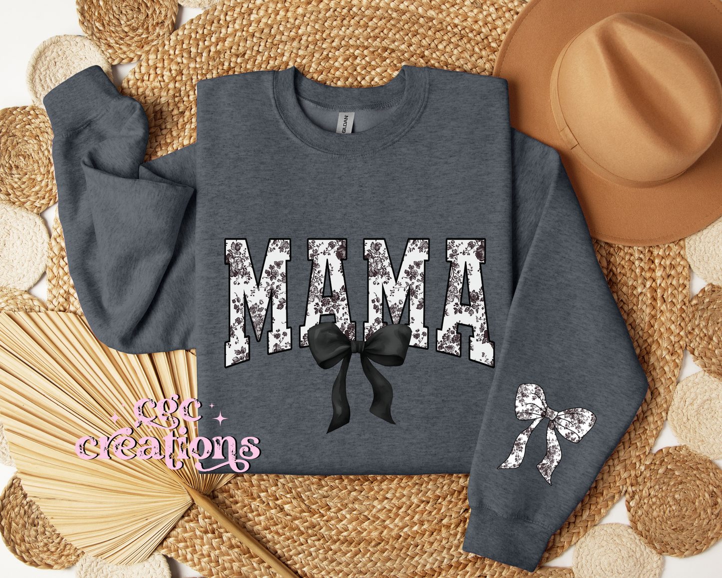 Mama Floral Toile Black Coquette Crewneck Sweatshirt