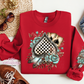 Checkered Spade With Sleeve Design #1 Crewneck Sweatshirt