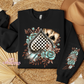 Checkered Spade With Sleeve Design #1 Crewneck Sweatshirt