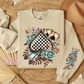 Checkered Spade With Sleeve Design #1 Crewneck Sweatshirt
