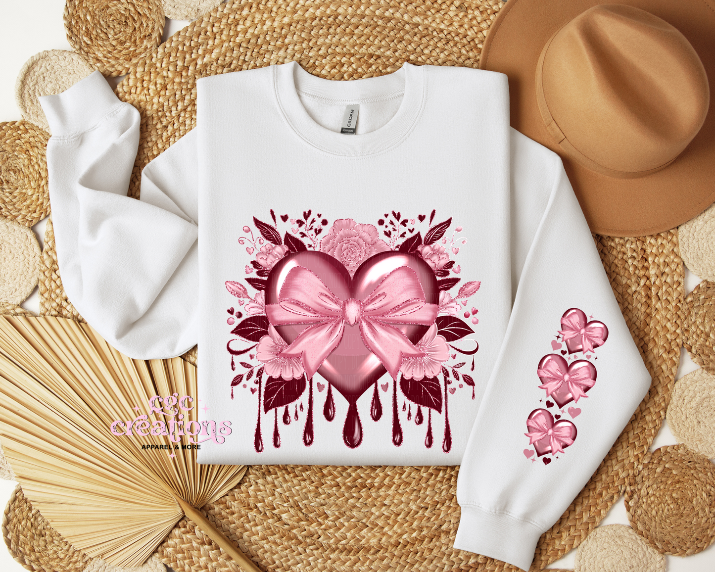 Dripping Heart With Sleeve Design Crewneck Sweatshirt