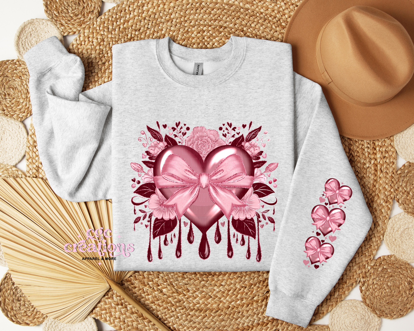 Dripping Heart With Sleeve Design Crewneck Sweatshirt