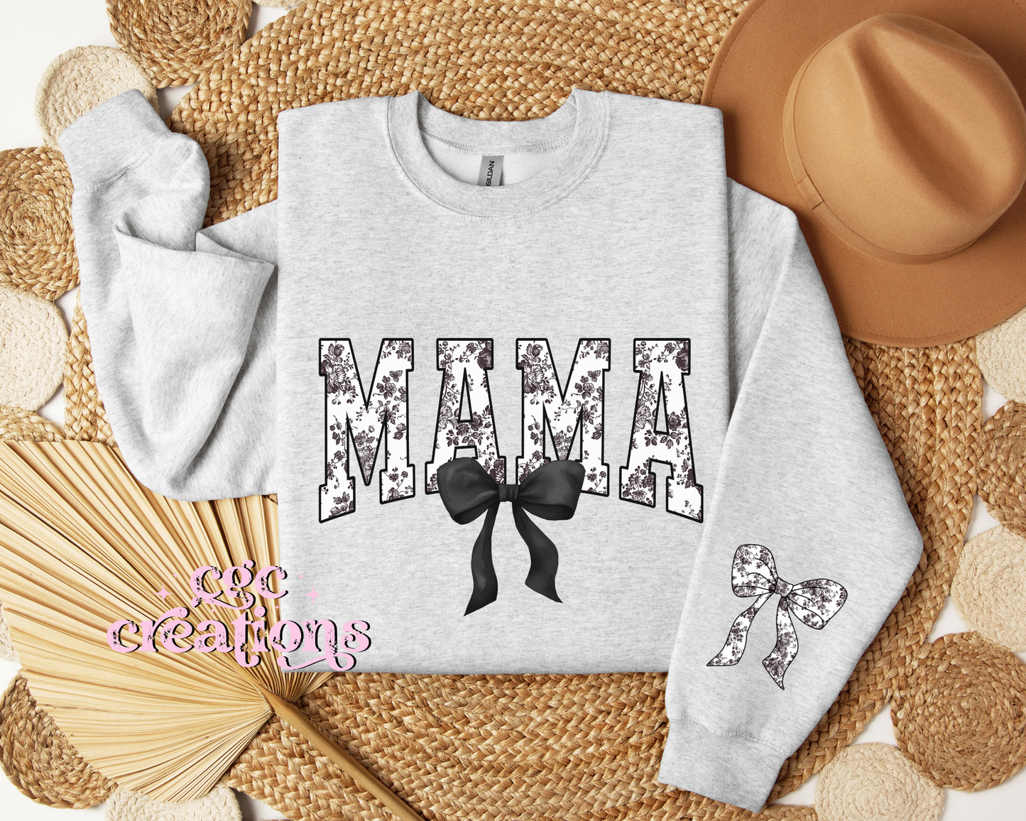 Mama Floral Toile Black Coquette Crewneck Sweatshirt