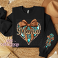 Western Mama Heart With Sleeve Design Crewneck Sweatshirt