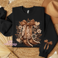 Floral Cowboy Boots With Bow Sleeve Crewneck Sweatshirt