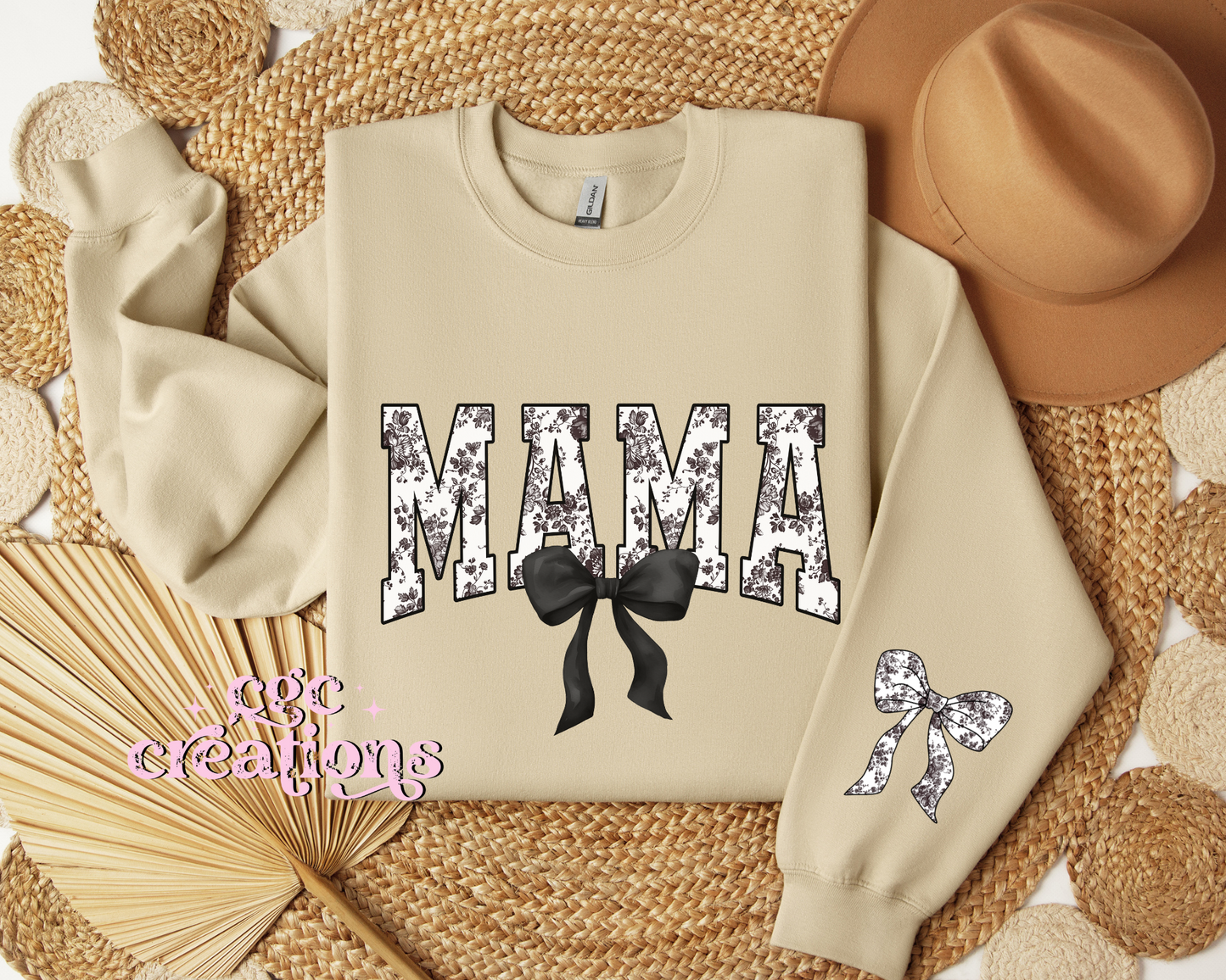 Mama Floral Toile Black Coquette Crewneck Sweatshirt