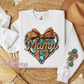 Western Mama Heart With Sleeve Design Crewneck Sweatshirt