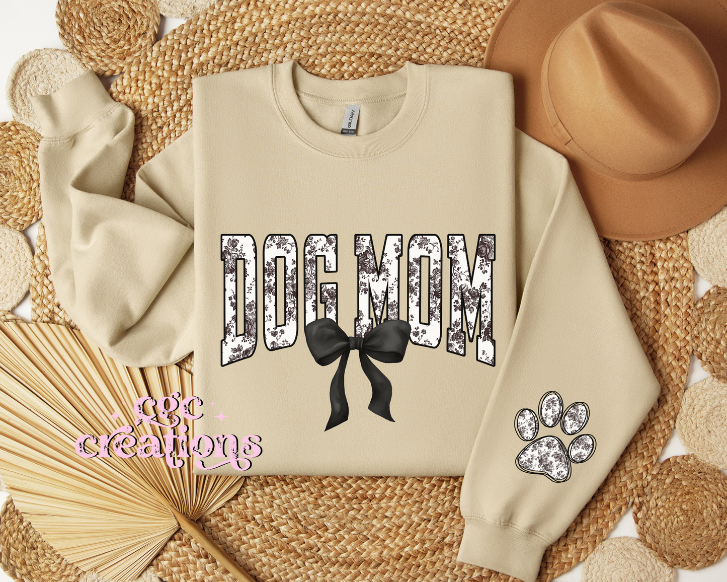 Dog Mom Floral Toile Black Coquette Crewneck Sweatshirt