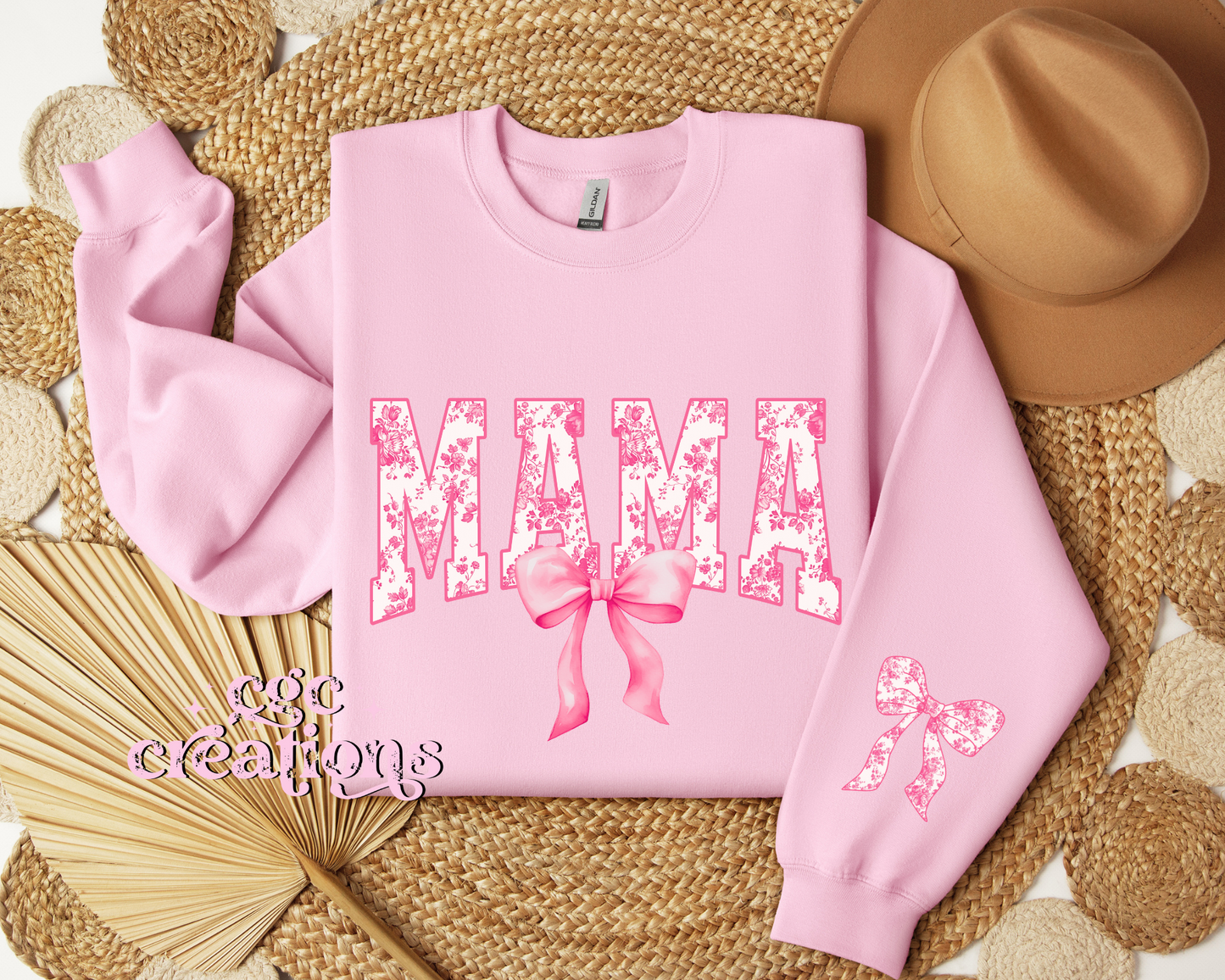 Mama Floral Toile Pink Coquette Crewneck Sweatshirt