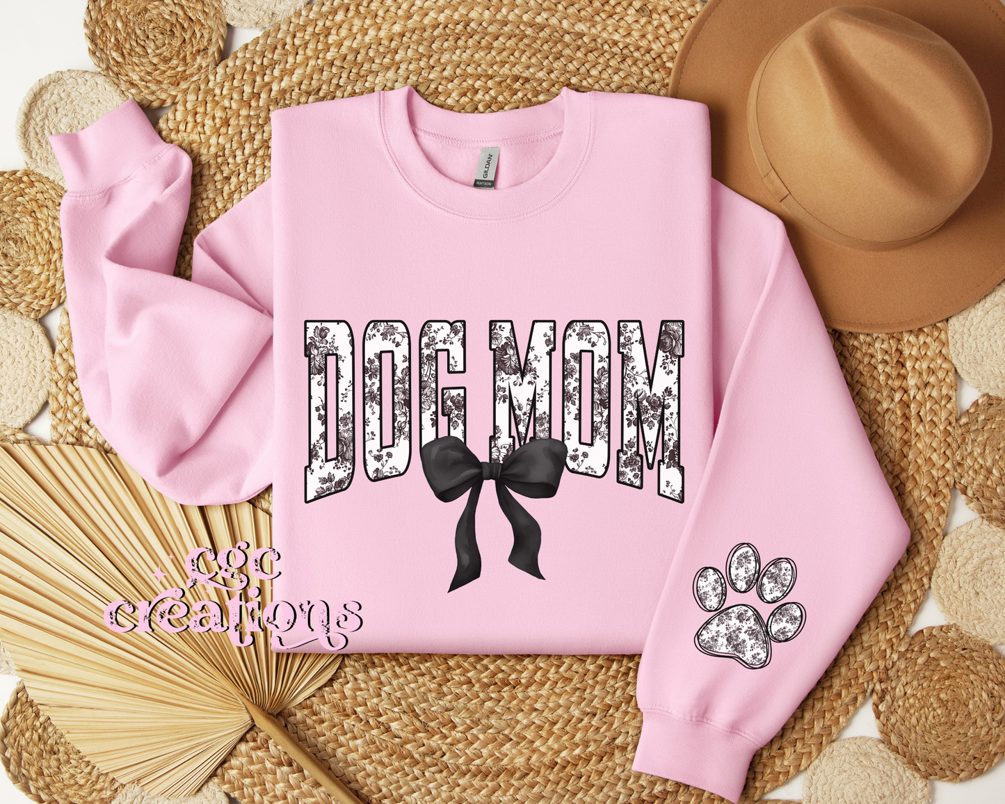 Dog Mom Floral Toile Black Coquette Crewneck Sweatshirt